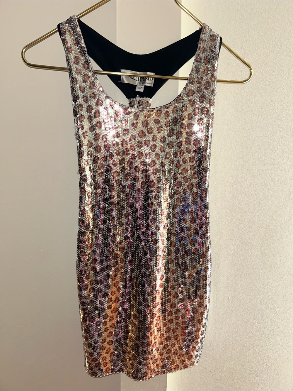 Sequin Leopard Print Tank Dress - Silver & Pink